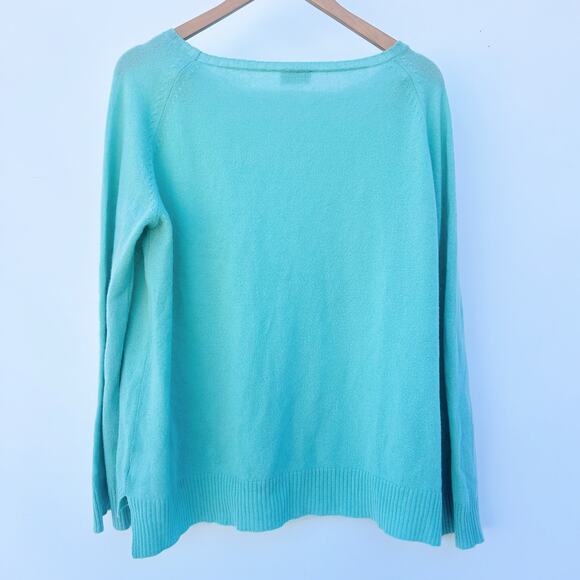 LUIV Firenze Feather Italian Cashmere Sweater Top Long Sleeve Teal Large - Picture 3 of 14